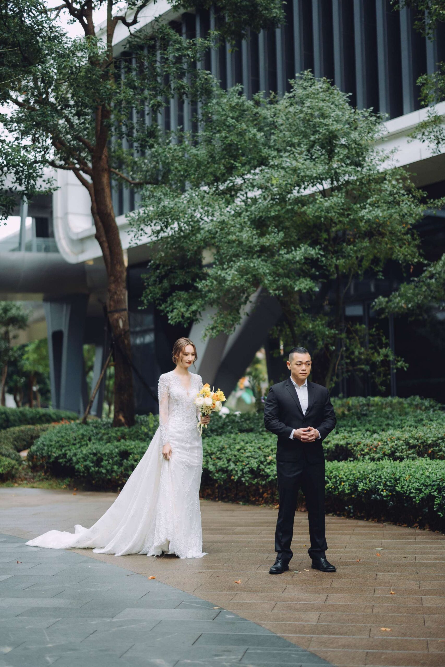 台北萬豪酒店戶外 First Look 首次對視,新郎與新娘驚喜相見的美式婚禮瞬間